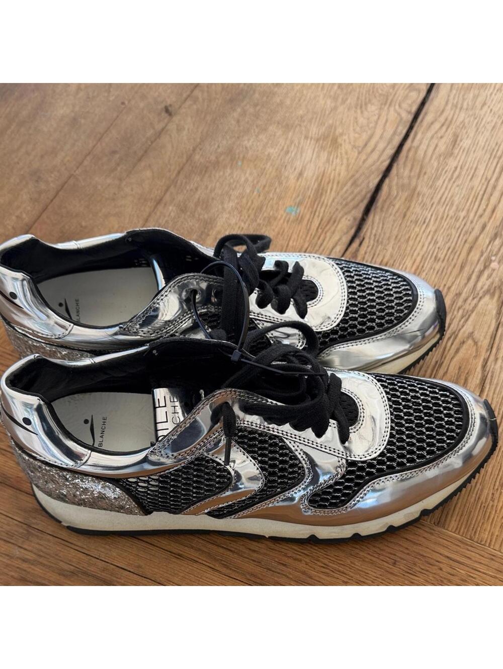 Voile Blanche Silver Sneakers Glitter size 40 US 9.5